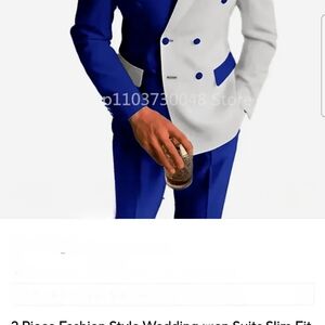 Blue and White Modern Suit with Tailored Fit